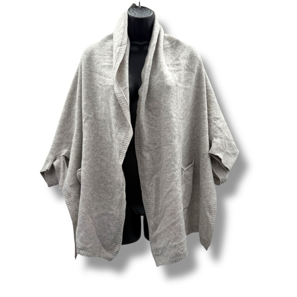 Anthropologie Moth 100% Cashmere Gray Open Cardigan w/ Pockets Sz One‎ Size